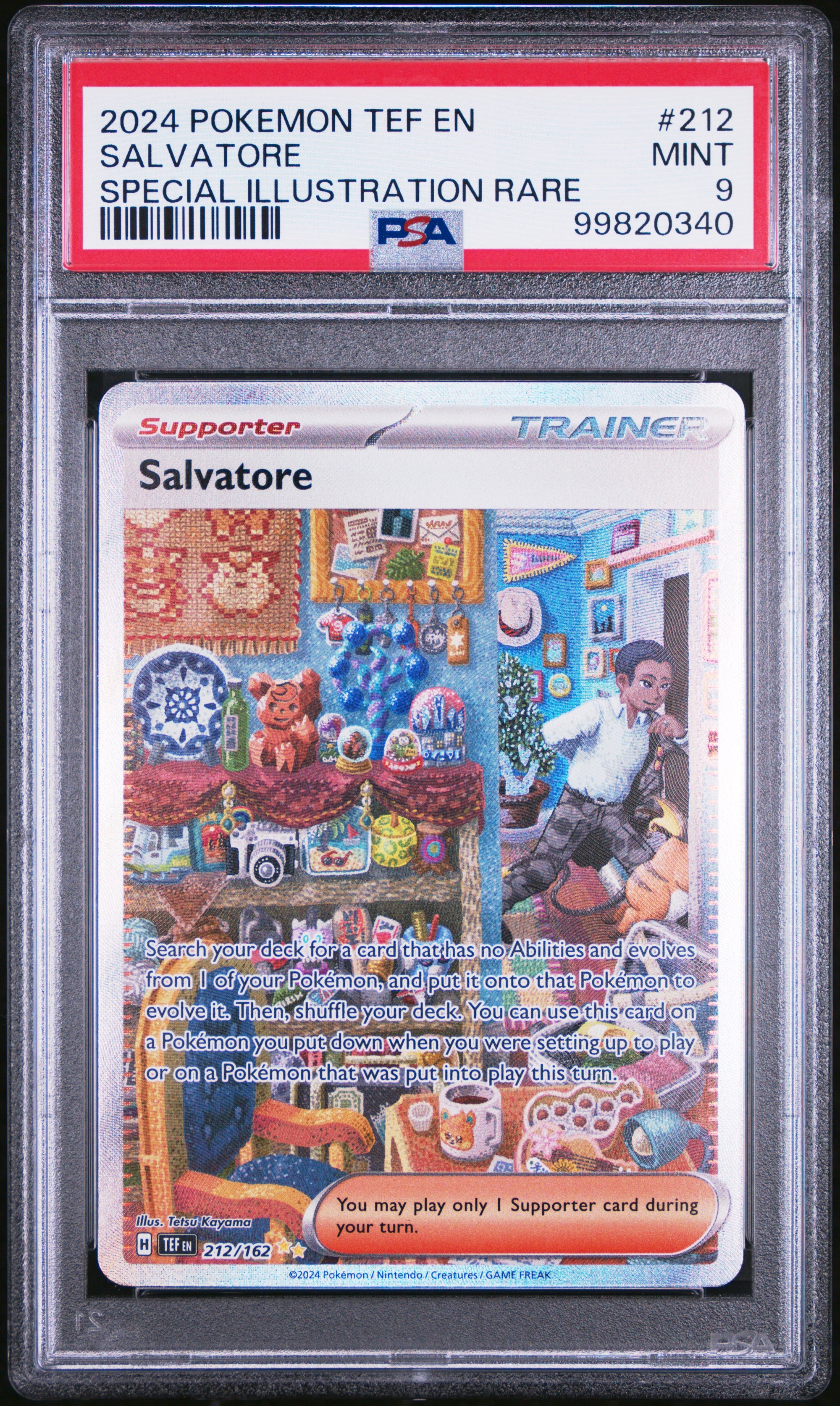 2024 POKEMON TEF EN-TEMPORAL FORCES #212 SALVATORE SPECIAL ILLUSTRATION RARE PSA 9