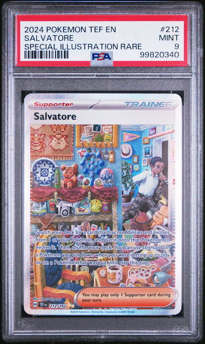 2024 POKEMON TEF EN-TEMPORAL FORCES #212 SALVATORE SPECIAL ILLUSTRATION RARE PSA 9