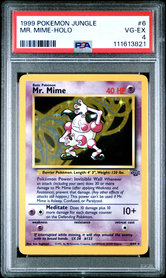 1999 POKEMON JUNGLE #6 MR. MIME-HOLO PSA 4