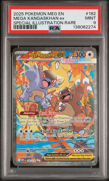 2025 POKEMON MEG EN-MEGA EVOLUTION #182 MEGA KANGASKHAN ex SPECIAL ILLUSTRATION RARE PSA 9