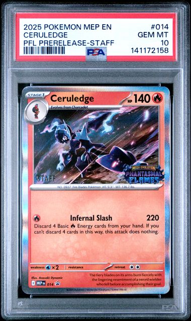 2025 POKEMON MEP EN-ME BLACK STAR PROMO #014 CERULEDGE PFL PRERELEASE-STAFF PSA 10